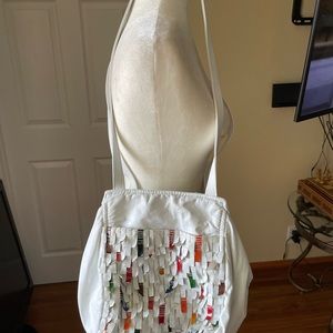 White designer White  leather shoulder bag by East West Designs